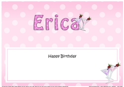 Large DL Happy Birthday ERICA insert