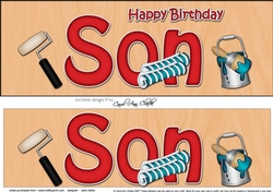 Large DL Happy Birthday SON 3D decoupage with Decorating
