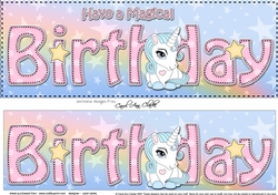 Large DL HAVE A MAGICAL BIRTHDAY 3D decoupage with Unicorn