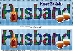 Large DL Happy Birthday HUSBAND 3D decoupage with Tartan