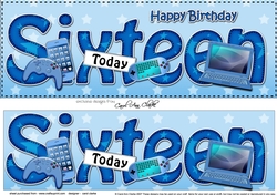 Large DL Happy Birthday SIXTEEN TODAY 3D decoupage
