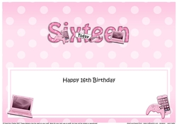 Large DL Happy Birthday SIXTEEN TODAY insert