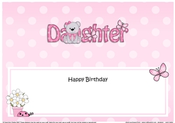 Large DL Happy Birthday DAUGHTER insert with Livvy Bear