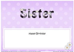 Large DL Happy Birthday SISTER insert with Tartan