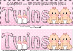 Large DL CONGRATULATIONS ... ON YOUR BEAUTIFUL TWINS 3D decoupage