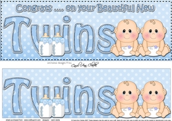 Large DL CONGRATULATIONS ... ON YOUR BEAUTIFUL TWINS 3D decoupage
