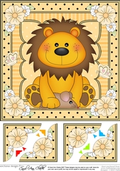 8 x 8  Cute Little Lion Scalloped Corner Topper  