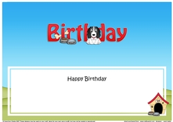 Large DL HAPPY BIRTHDAY insert with Spinger Spaniel Dog