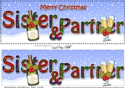 Large DL Merry Christmas SISTER & PARTNER 3D decoupage with Champagne
