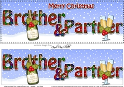 Large DL Merry Christmas BROTHER & PARTNER 3D decoupage with Champagne