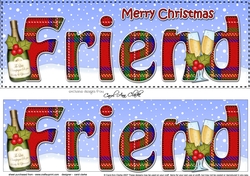Large DL Merry Christmas FRIEND 3D decoupage with Champagne