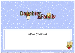 Large DL Merry Christmas DAUGHTER & FAMILY insert with Champagne