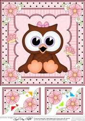 8 x 8 Cute Little Hoot Owl Scalloped Corner Topper