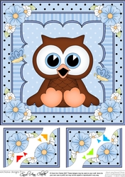 8 x 8 Cute Little Hoot Owl Scalloped Corner Topper