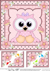 8 x 8 Cute Little Hoot Owl Scalloped Corner Topper