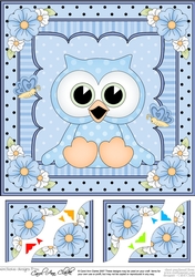 8 x 8 Cute Little Hoot Owl Scalloped Corner Topper