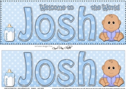 Large DL Welcome to the World JOSH 3D decoupage
