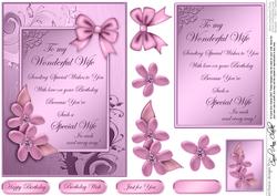 Metallic Birthday Greeting Quick Card with 3D Decoupage