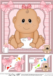 8 x 8 Cute Ethnic New Baby Girl Scalloped Corner Topper 