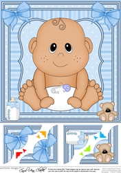 8 x 8 Cute Ethnic New Baby Boy Scalloped Corner Topper