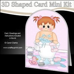 3D Shaped Card Kit - Bathtub Buddies - Cute Little Girl