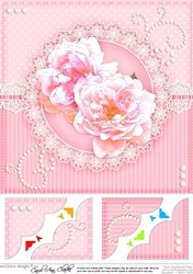 8 x 8 A Touch of Elegance Flowers Pearls and Lace Scalloped Corner Topper