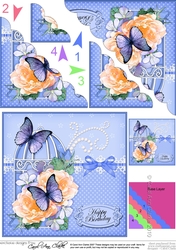 Birthday Butterflies and Flowers Birdcage Scalloped Corner Stacker