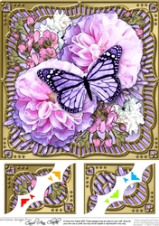 8 x 8 Flowers & Butterfly in a Gold Frame Scalloped Corner Topper