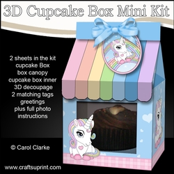 3D Mini Milk Carton Cupcake Treat Box Mini Kit - Cute Little Unicorn