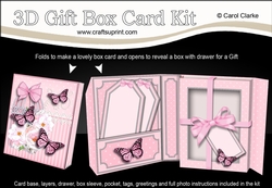 3D Gift Box Card Kit 3d Decoupage - Butterfly & Flowers Birdcage