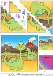 Cute Dinosaur Scalloped Corner Stacker