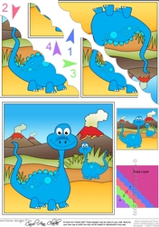 Cute Dinosaur Scalloped Corner Stacker