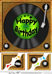 8 x 8 Happy Birthday Record Scalloped corner Topper
