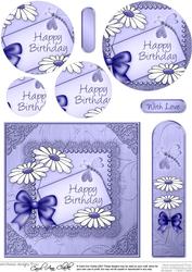 Daisies on Metallic Lace Quick Card with Circle Pyramage