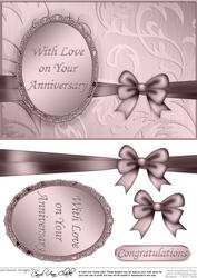 A5 Elegant Metallic Greeting Quick Card with 3D Decoupage