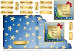 Elegant Christmas Greeting Cut and Fold Corner Card