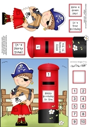 Boyz Joze Pirate & Postbox quick card with 3D decoupage