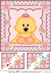 8 x 8 Cute Little Chick Scalloped Corner Topper