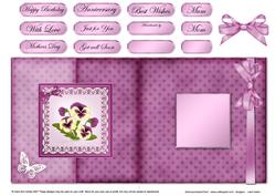 Pansy on Butterfly Lace Fold Back Card