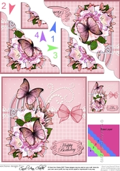 Birthday Butterflies and Flowers Birdcage Scalloped Corner Stacker
