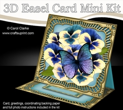 3D Easel Card Mini Kit - Butterfly & Flowers on Gold Frame