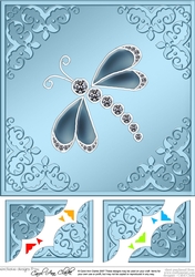 8 x 8 Dragonfly Scalloped corner Topper