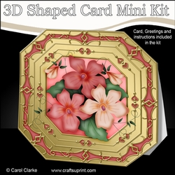 3D Shaped Octagonal Floral Card Kit - Pretty Rose
