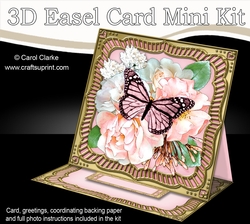 3D Easel Card Mini Kit - Butterfly & Flowers on Gold Frame
