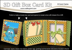 3D Cute Little Dino Gift Box Card Kit 3d Decoupage