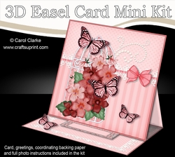 3D Easel Card Mini Kit - Pretty Floral Birdcage with Butterflies