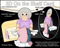 3D On the Shelf Card Kit - Old Lady Noella is Knitting