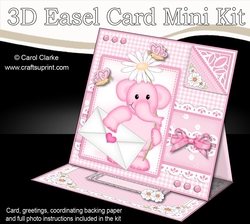 3D Easel Card Mini Kit - Pretty in Pink - Lola Elephant has a Love Letter