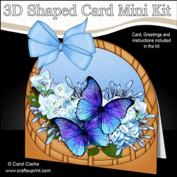 3D Shaped Card Kit - Pretty Flowers & Butterfly Basket