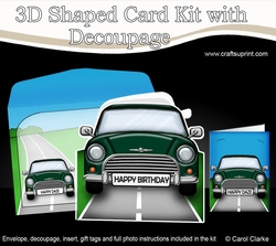 3D Mini Car Shaped Card with decoupage